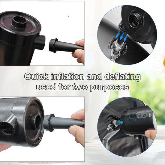 Elektrische Luchtpomp - Mini Pomp - Kamperen en Reizen - Oplaadbaar met LED - 11.4 cm Hoog - Zwart — afbeelding 3