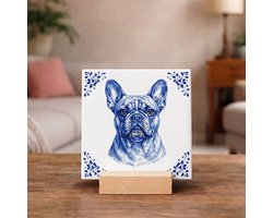 Delftsblauw Tegeltje 11x11 Franse Bulldog – Cadeau voor Hondenliefhebber of Baasje