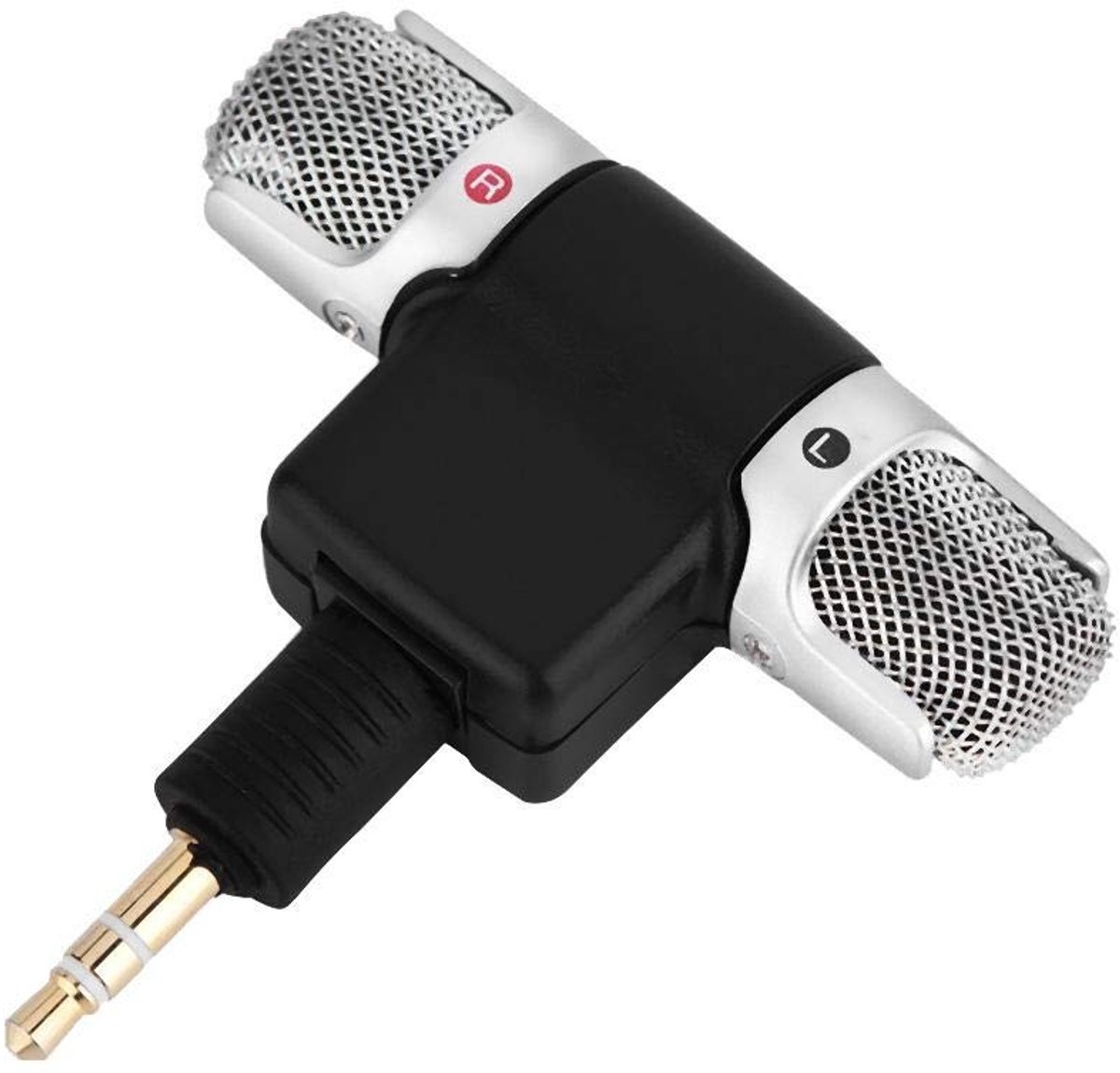 Jhubersproducts - Stereo Condenser Microfoon - Compacte Microfoon voor PC - Ideaal voor Opnames - Met 3.5mm Aansluiting - Geschikt voor Laptop en Came