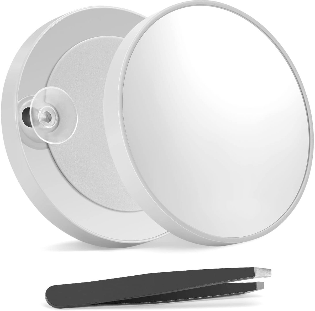 Jhubersproducts - Verzorgingsspiegel - Ideaal voor make-up en ontharing - 9 cm - Inclusief 2 precisiepincetten - Handig voor dagelijks gebruik - Gesch