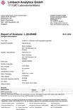 Document met de titel 'Report of Analysis L-26-00468' voor Urolithin A Capsules.