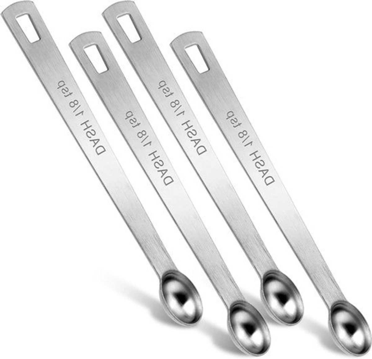 4 stuks enkele maatlepels 1/8 theelepel (0625 ml | 0625 cc | 06 g) roestvrijstalen kleine enkele maatlepel met lange handgreep voor koken en bakken