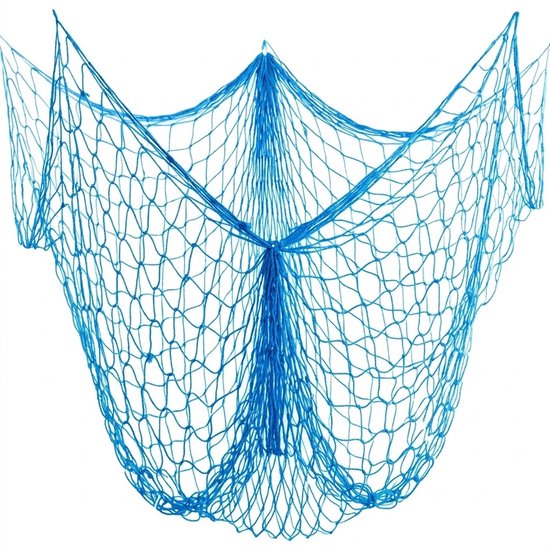 Decoratief blauw vissersnet in oceaanstijl met opengewerkt patroon.