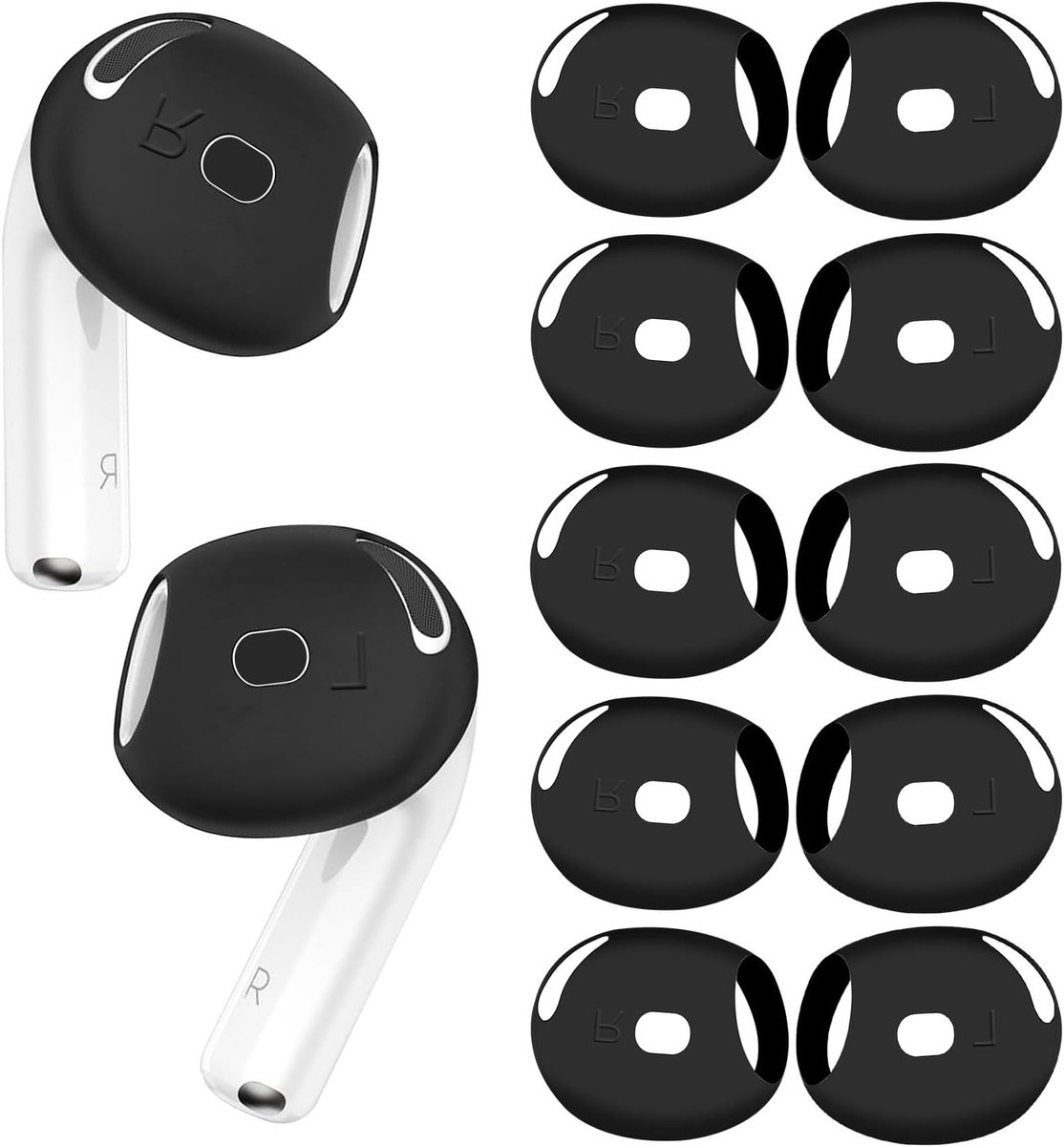 Ultra-dunne siliconen oordopjes, 5 paar vervangende oorkussens voor AirPods 4, comfortabel en duurzaam (Zwart)