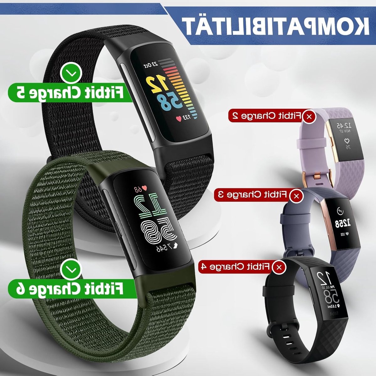 Verstelbare en Ademende Nylon Sportband voor Fitbit Charge 5 - Comfortabele Vervangband voor Fitness Tracker voor Dames en Heren thumbnail 5