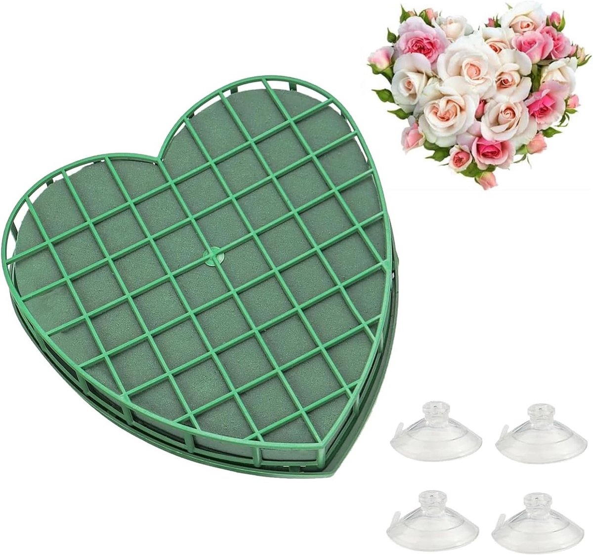 Spons Hart Stick voor Creatieve Projecten met Zuignap - Vochtig Schuim voor DIY Bloemstukken en Bruiloften