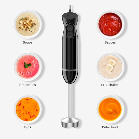 Staafmixer Elektrisch - Handmixer Keuken - Snel Ingrediënten Maken - 300 Watt Vermogen - 700 Milliliter Cup - Zwart — afbeelding 4