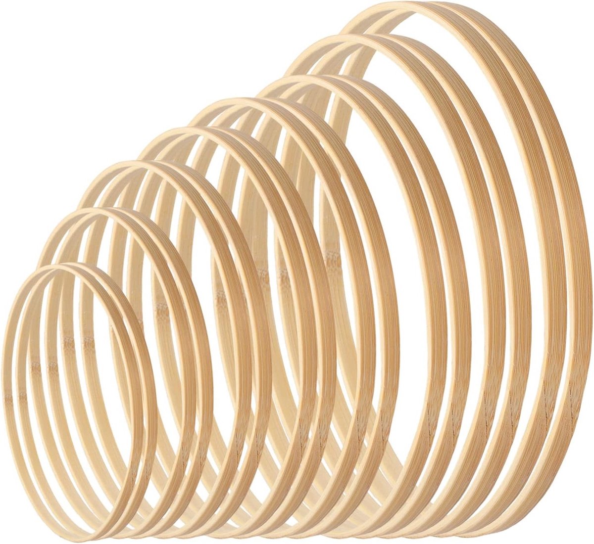 Set van 16 Houten Ringen voor Creatieve Projecten, Ideaal voor Macramé, Dromenvangers en DIY Decoraties (8-26 cm)