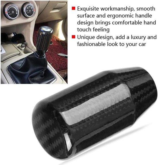 Pookknop Auto - Transmissiehendel Knop - Handmatige Versnelling - Koolstofvezel Materiaal - 8-12mm Gat - Zwart — afbeelding 3