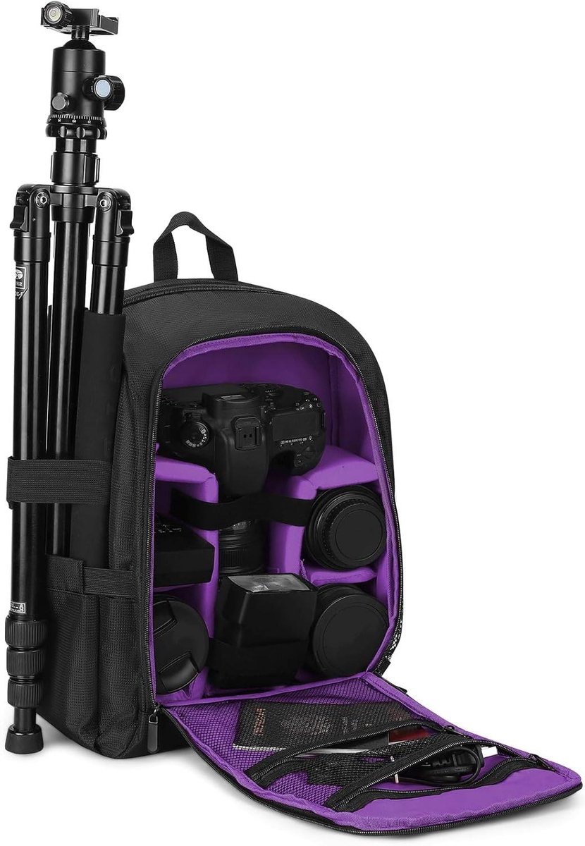 Cameratas Rugzak - Fototas Laptopvak - Veilig Camera Vervoer - Waterdicht Ontwerp - 36 x 25 x 10 cm - Zwart
