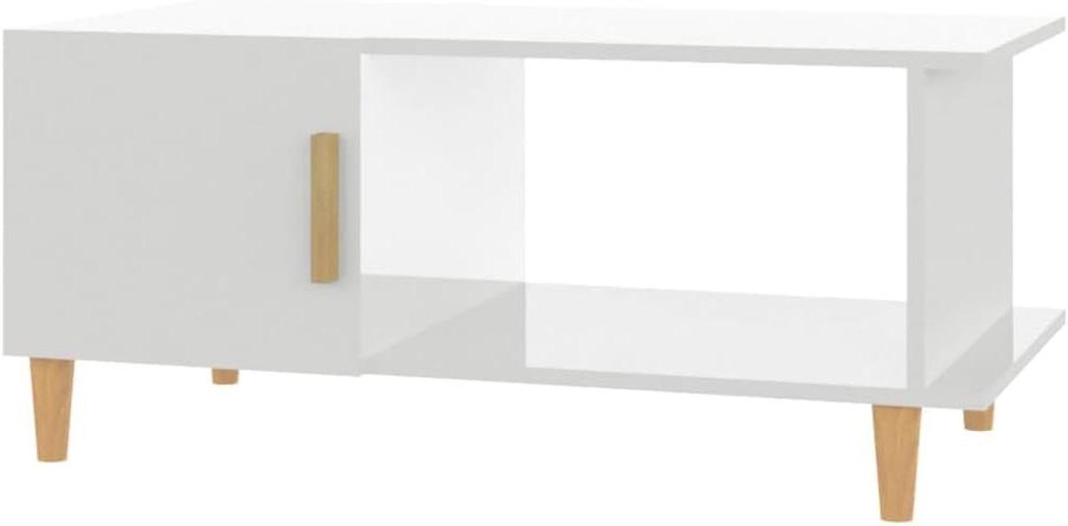 Salontafel - Koffietafel bijzettafel - Woonkamer inrichten - Vochtbestendig bewerkt hout - 90x50x40 cm - Hoogglans wit