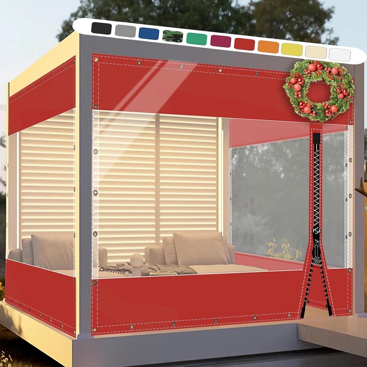 Transparant Paviljoenzeil - Tuinzeil PVC - Buiten Leven Beschermen - Met Middenrits - 1.5 x 3.2 m - Rood
