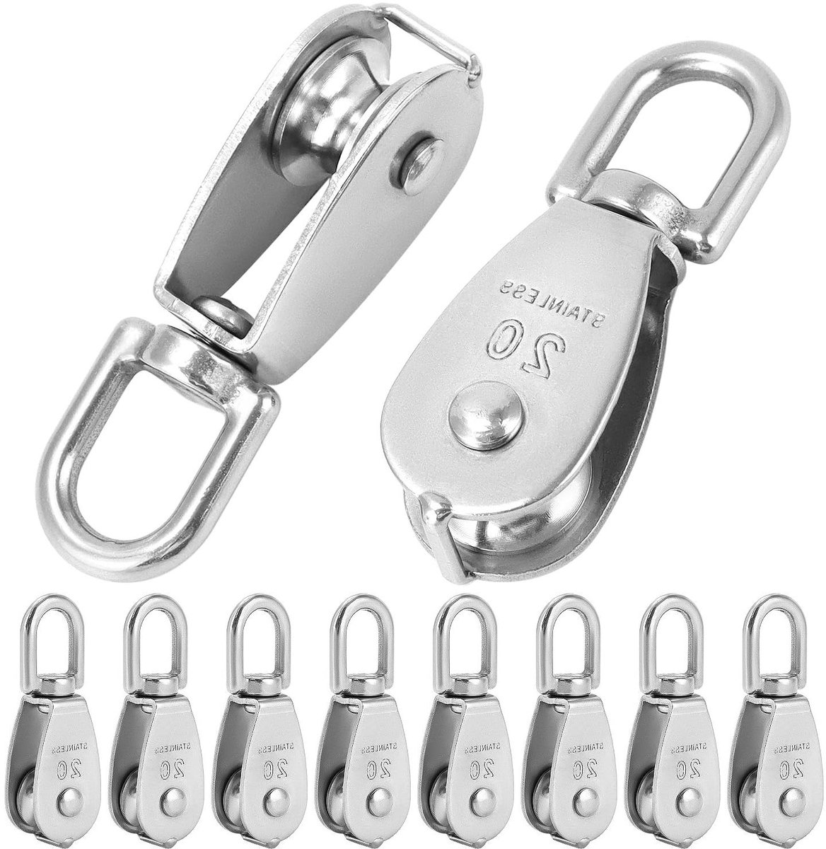 M20 Kabelrol - Enkele Katrol - Kabel Hijsen - 304 Roestvrij Staal - 75kg Laadvermogen - Zilver