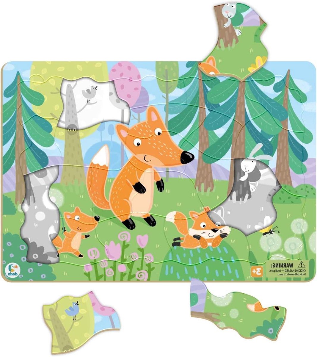Frame Puzzel - Legpuzzel Kinderen - Educatief Leren - Met Zwart-Wit Hulplijn - 21 Stuks - Multicolor