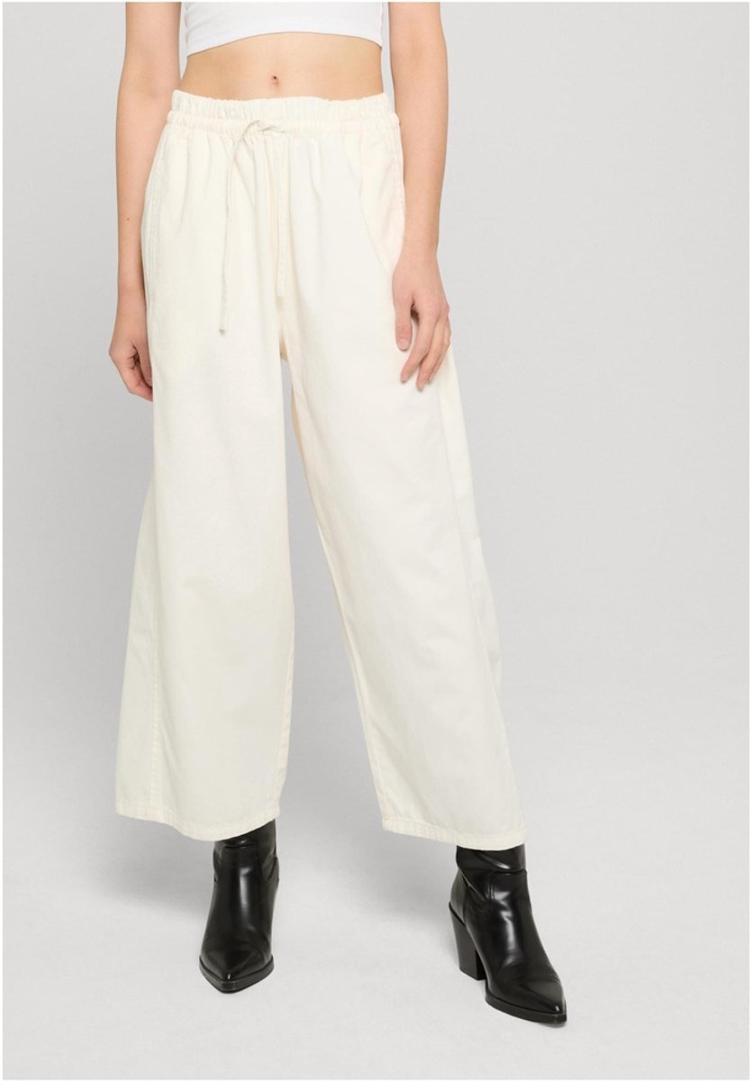 Urban Classics Barrel Cropped Cotton Wijde broek M Gebroken Creme