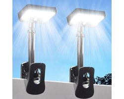 KZQ Solar Clip-On Lamp… - 92 LED, 600 LM, 6000K, 360° Draaibaar & Verstelbaar, IP65 Waterdicht, Geschikt voor Schutting, Dakgoot, Tuin, Kamperen (2 Pack)