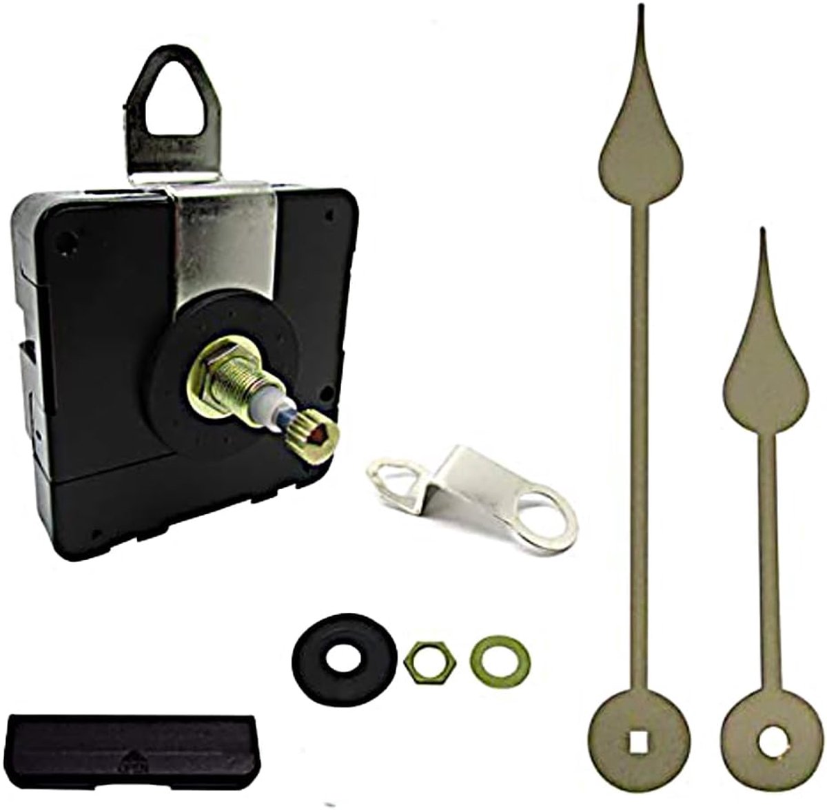 Klokmechanisme met Lange Wijzers - Klok Reparatie Set - Wandklok Maken - Hoog Koppel Uurwerk - 30 mm Schacht - Zwart