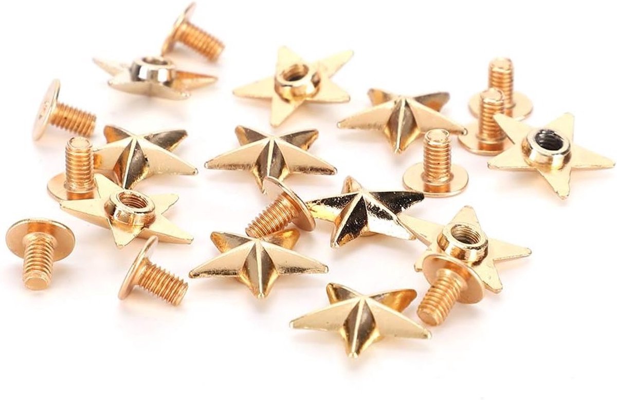 50 Stuks Stervormige Nieten voor DIY Kledingdecoratie met Schroeven 14mm voor Leer, Schoenen en Riemen Reparatie