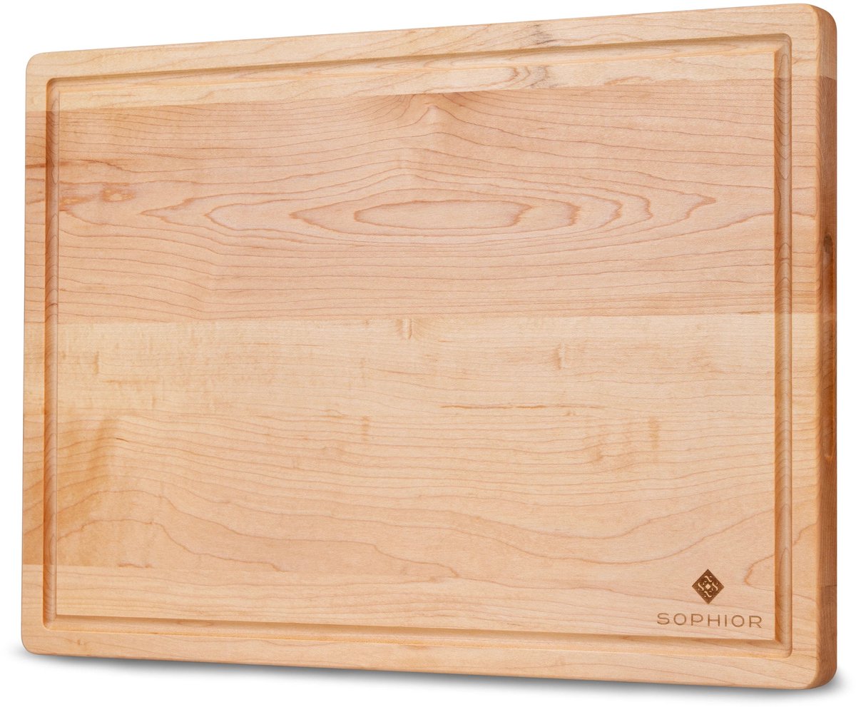 SOPHIOR – Esdoorn Houten Snijplank – 42x30x2,5 cm – Met Sapgeul en Handvaten