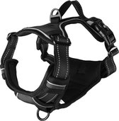Harnas hond – honden tuigje – harnas hond anti trek – hondentuigjes – hondentuig anti trek – Flamingo Balou – zwart – maat M – A:32-56cm B:50-65cm