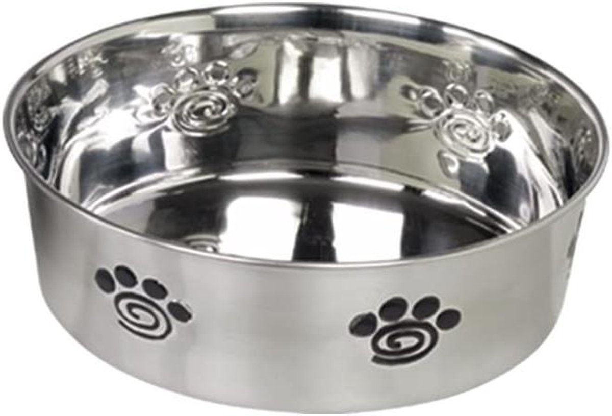 Honden Voerbak - Hondenkom Anti-slip - Stabiliteit Voeren - Roestvrij Staal - 23.5 cm 2.7 L - Zilverkleurig