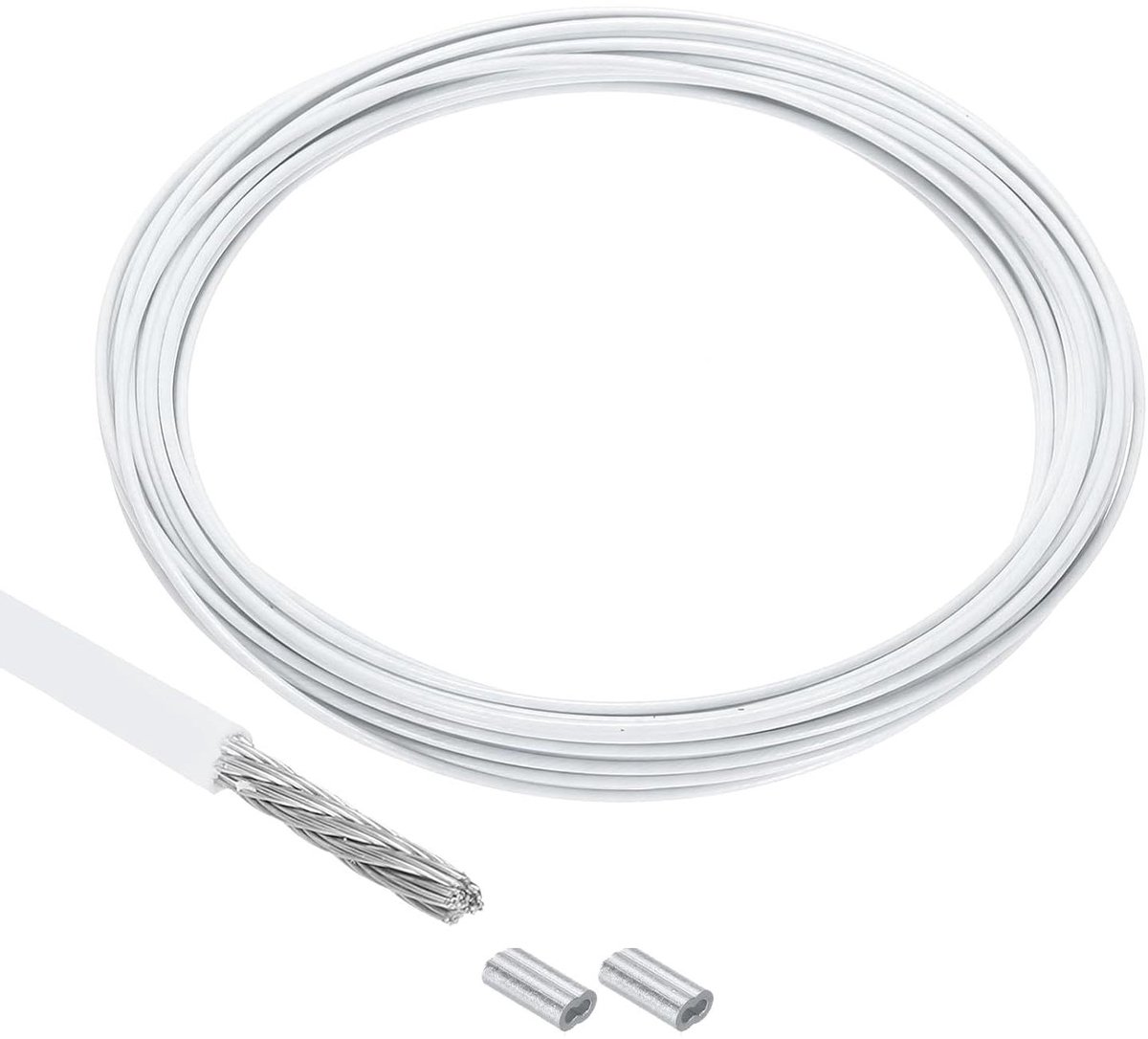 Roestvrijstalen Kabel - Staalkabel Waslijn - Ophangen Decoratie - Vinylgecoat - 10 meter - Wit