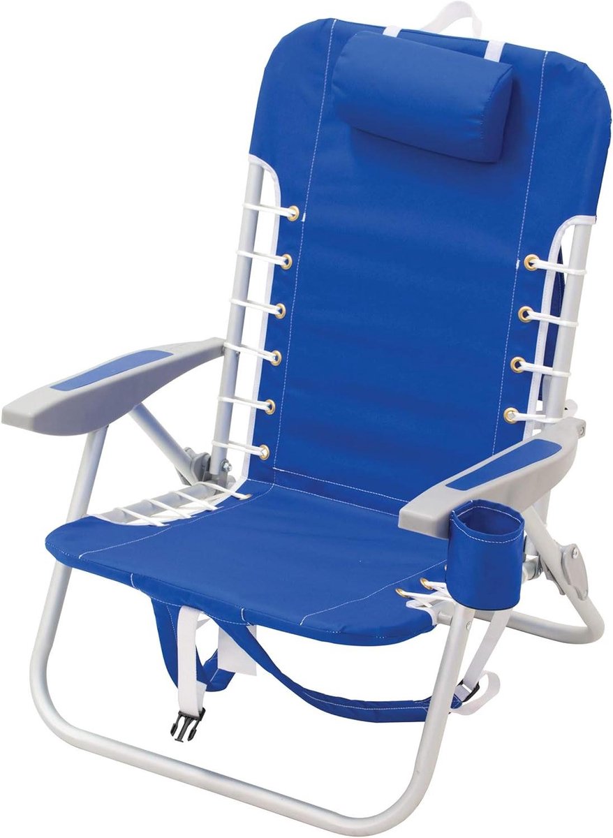 Strandstoel Opvouwbaar - Kampeerstoel Relaxstoel - Ontspannen Buiten - Rugzak Draagsysteem - 11 inch zithoogte - Lichtblauw
