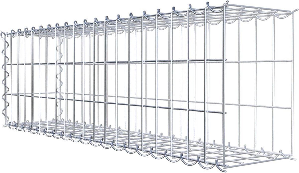 Schanskorf Hoekig - Steenkorf Aanbouwmand - Tuin Decoratie - Spiraalsluiting Galvanisch Verzinkt - 100 x 30 x 20 cm - Roest