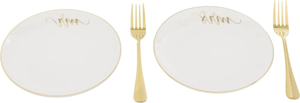 Bruidstaart Borden - Bruiloft Servies - Taart Aansnijden - Met 2 Vorkjes - 1 Pond - Wit