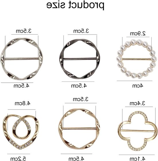 Ronde metalen sjaalring en shirtclip voor dames - Sjaalaccessoire, broche en riemgesp voor zijde sjaals en hem knopen — afbeelding 5