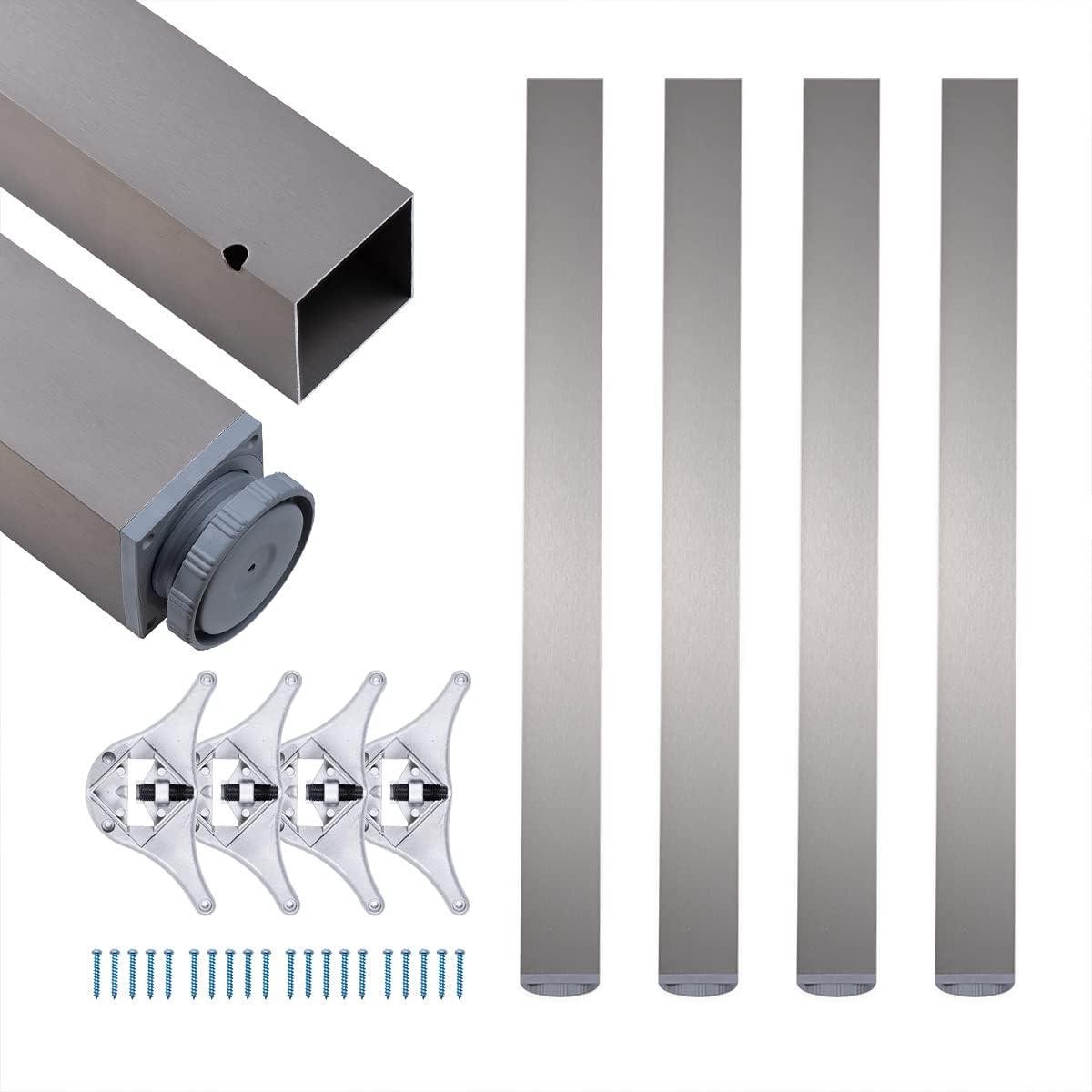 Tafelpoten Set - Meubelpoten Vierkant - Meubels Stabiliseren - In Hoogte Verstelbaar - 110 cm Set 4 - Geborsteld Staal