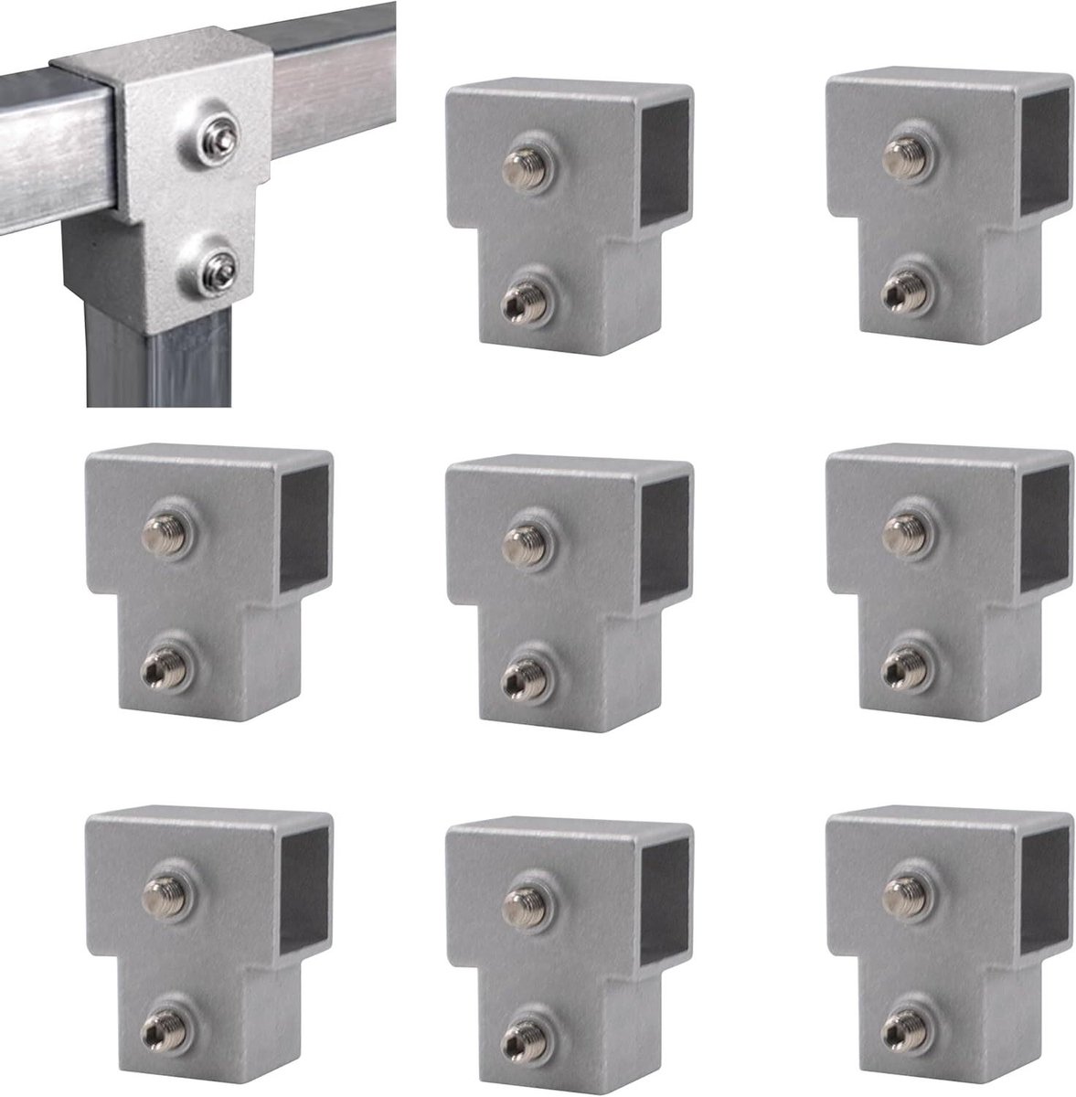 Vierkante Buisverbinders - Hoekstukken Aluminium - Constructies Maken - 3-Weg T-Type - 25x25 mm - Zilver