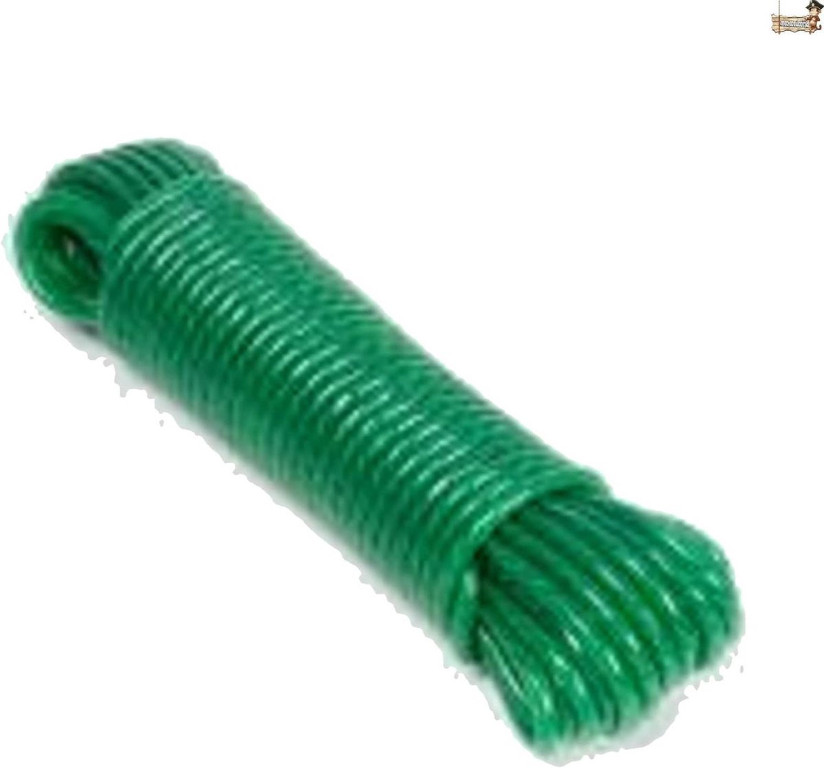 Waslijn Touw - Kledinglijn Koord - Kleding Drogen - Gecoat Polyethyleen - 50 meter - Groen