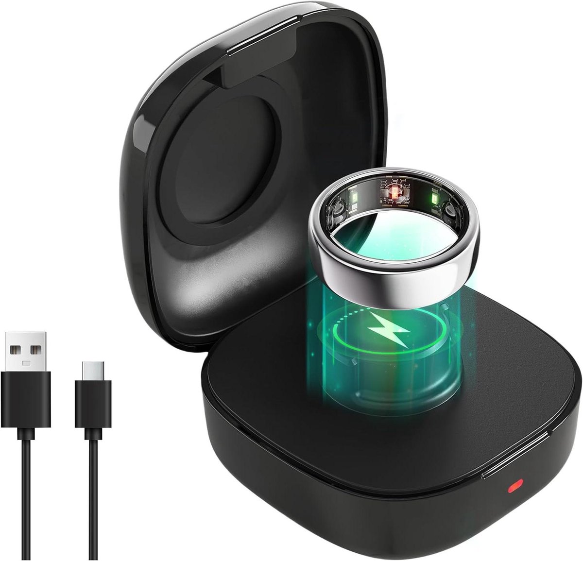 Oplaadcase Oura Ring Gen3 - Draagbare Lader - Opladen Onderweg - Tot 4 Volle Opladingen - Compact Formaat - Zwart