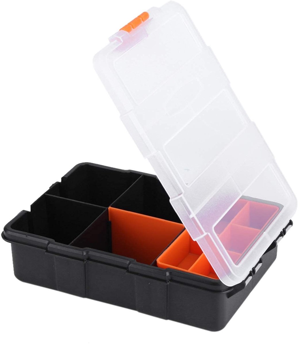 aladdien - Componenten Opbergdoos - Heavy-duty koffer - Zwart - Gereedschapskist voor opslag - Kleine onderdelen en accessoires - Geschikt voor 10 k..