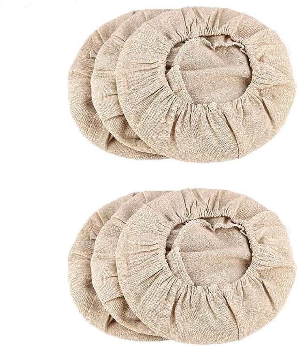 Brood Proofing Mand Voeringen - Rijsmand Doek - Brood Bakken - Onbehandeld Linnen Katoen - 2 Maten 6 Stuks