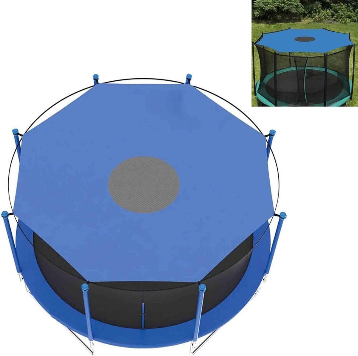 Trampoline Zonnescherm - Trampoline Afdekking - Bescherming Tegen Zon - Verbeterde UV-bescherming - 16FT 488 cm - Blauw