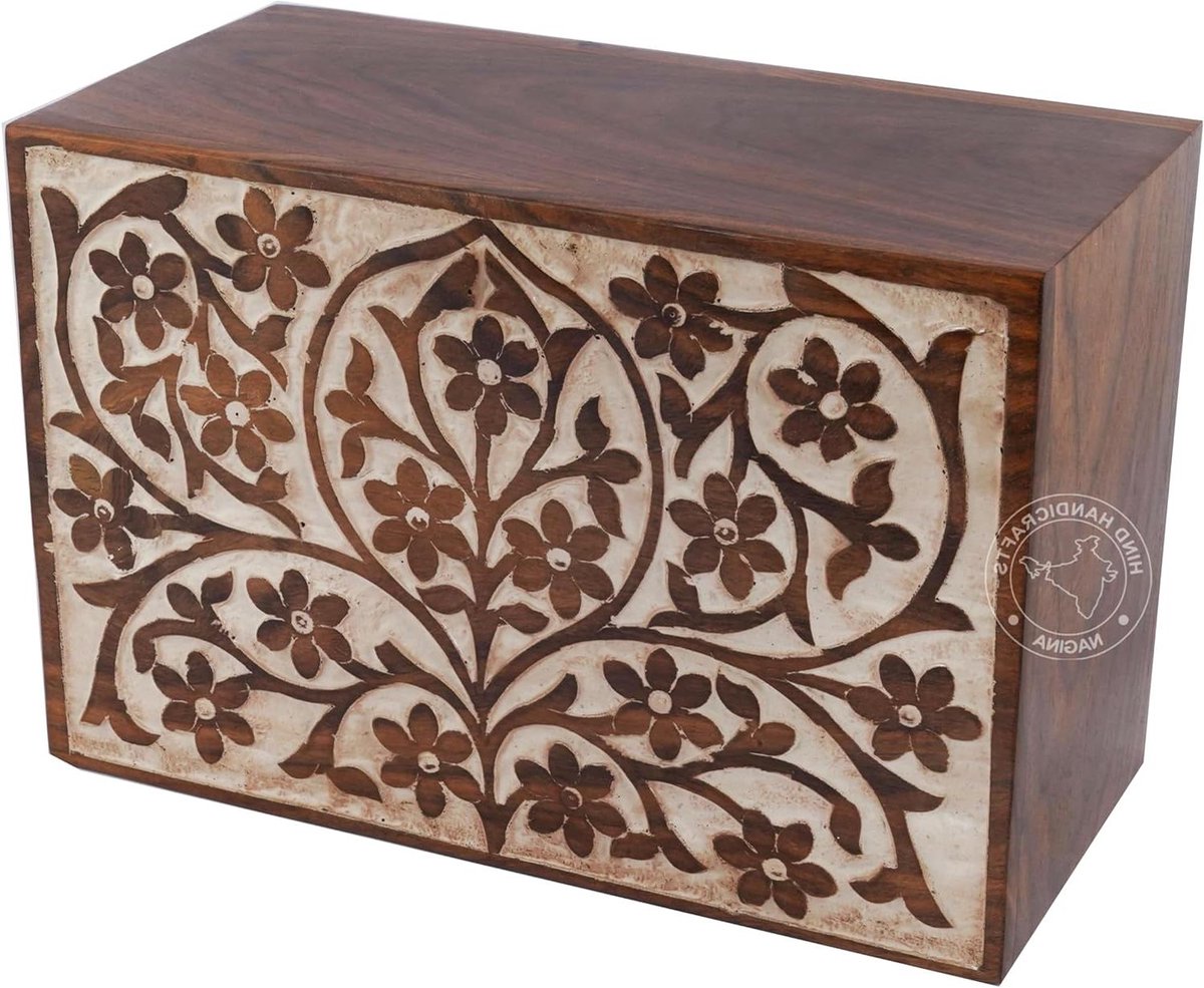 Houten Crematie Urn - As Urn Herdenking - As Bewaren - Handgemaakt Palissanderhout - 250 kubieke inch - Natuurlijk