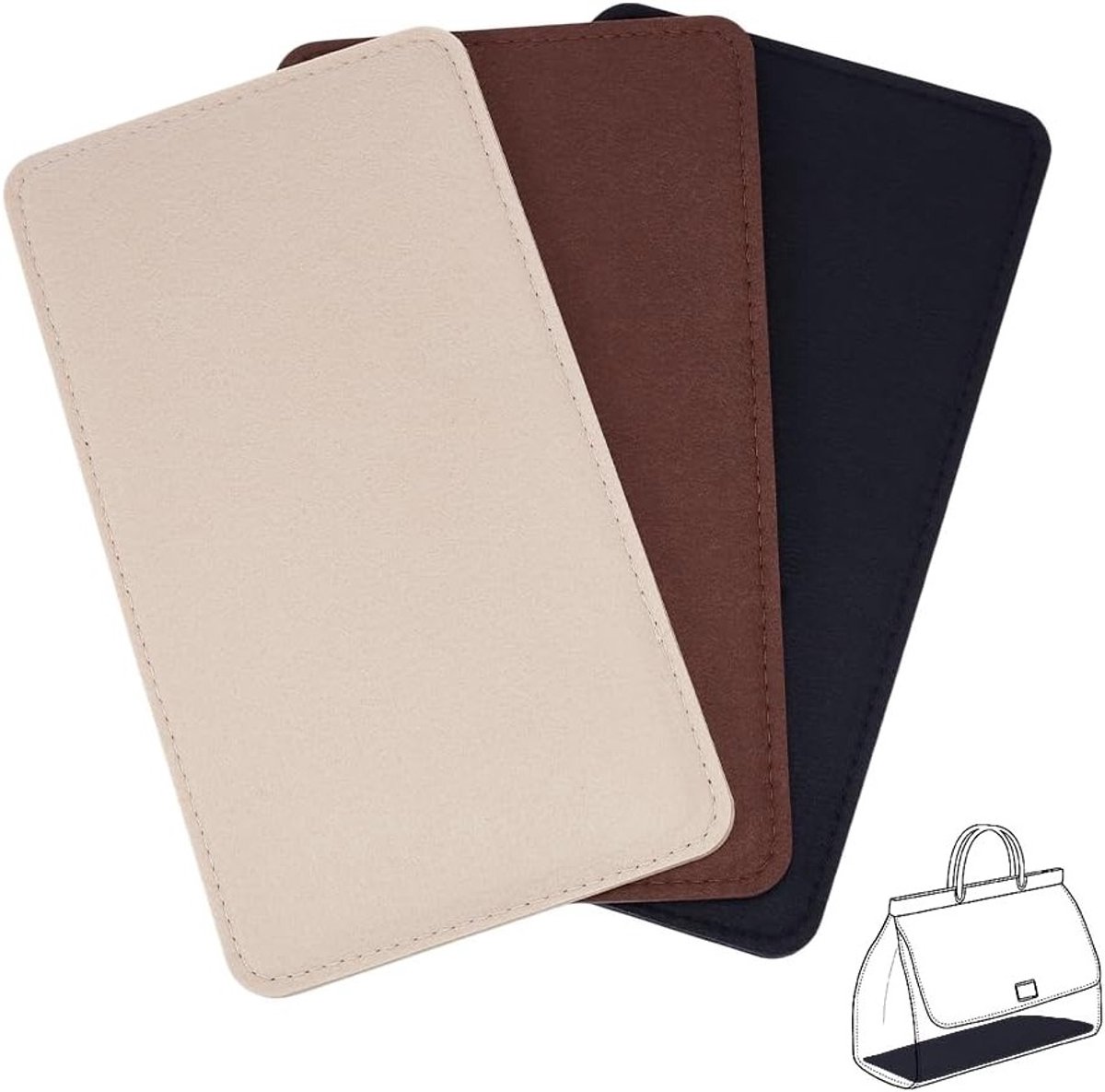 3 Kleuren Vilt Portemonnee Vormgever, 11x6 Inch Handtas Basisvormer, Onderste Vilt Tas Liner voor Vrouwen DIY Tote Handtas Accessoires
