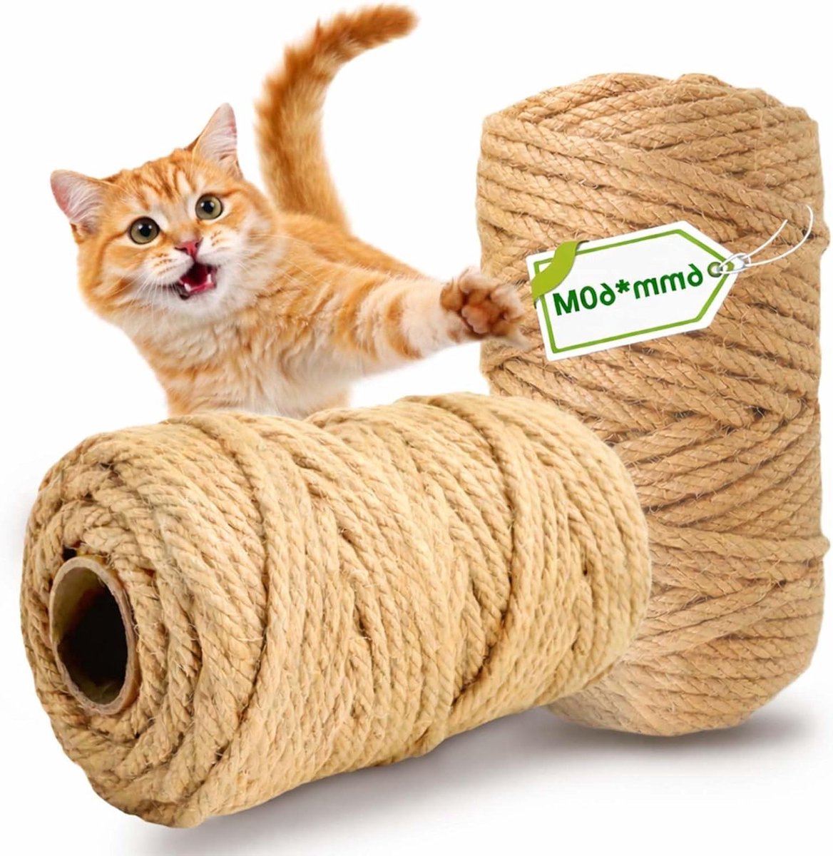 Sisaltouw Krabpaal - Katten Touw - Reparatie Krabpalen - Natuurlijke Jutevezels - 6mm x 60m - Bruin