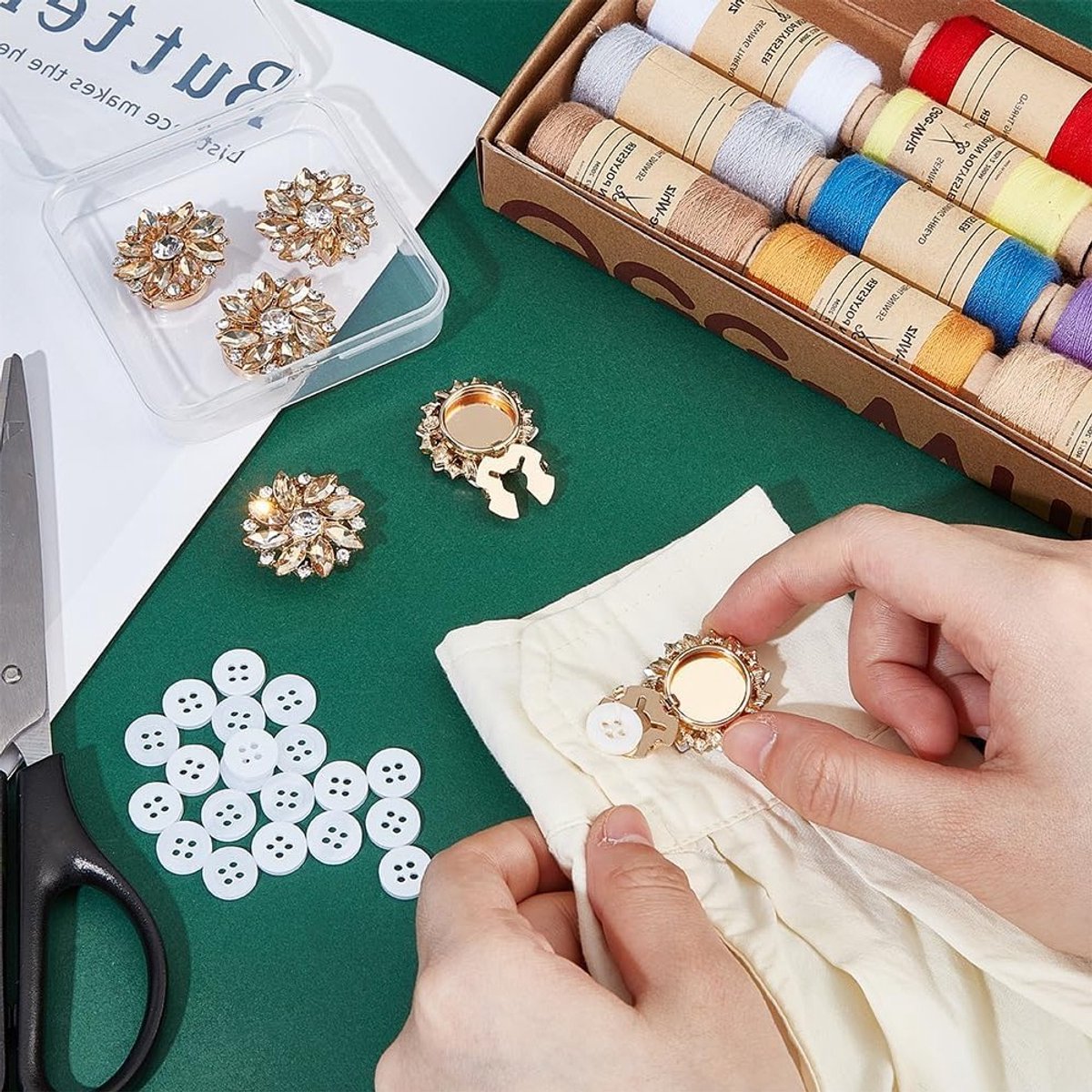 6 Stuks Diamant knopcovers met 20 plastic knoppen voor smoking en overhemden accessoires goud 27mm