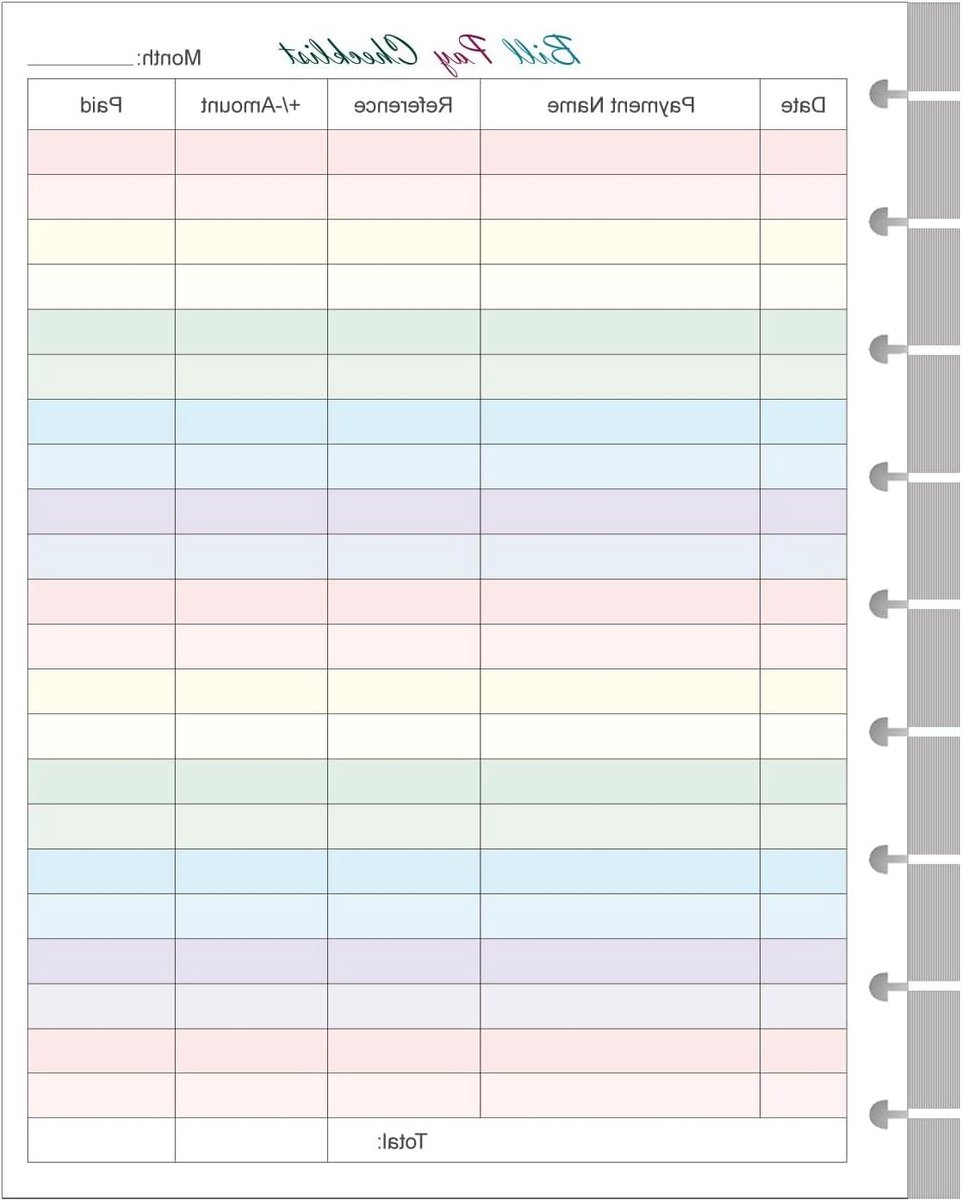 Budget Checklist Vulling - Maandelijkse Budgetformulieren - Financiën Organiseren - Dubbelzijdig Kleurrijk - 7" x 9.3" - Meerkleurig