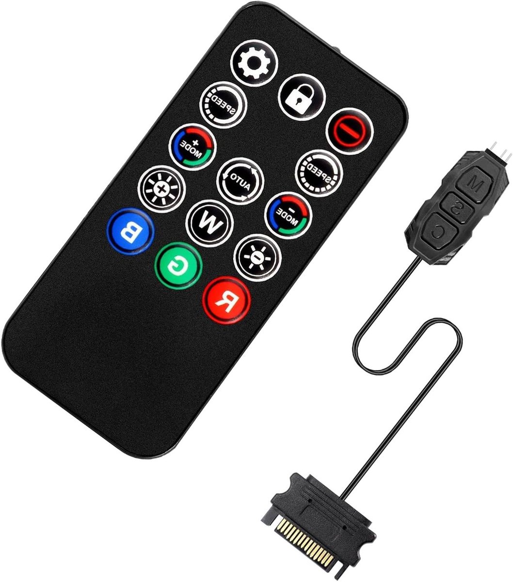 ARGB Controller - RGB Verlichting Controller - PC Verlichting Aanpassen - Draadloze Bediening - 5V 3-pins - Zwart