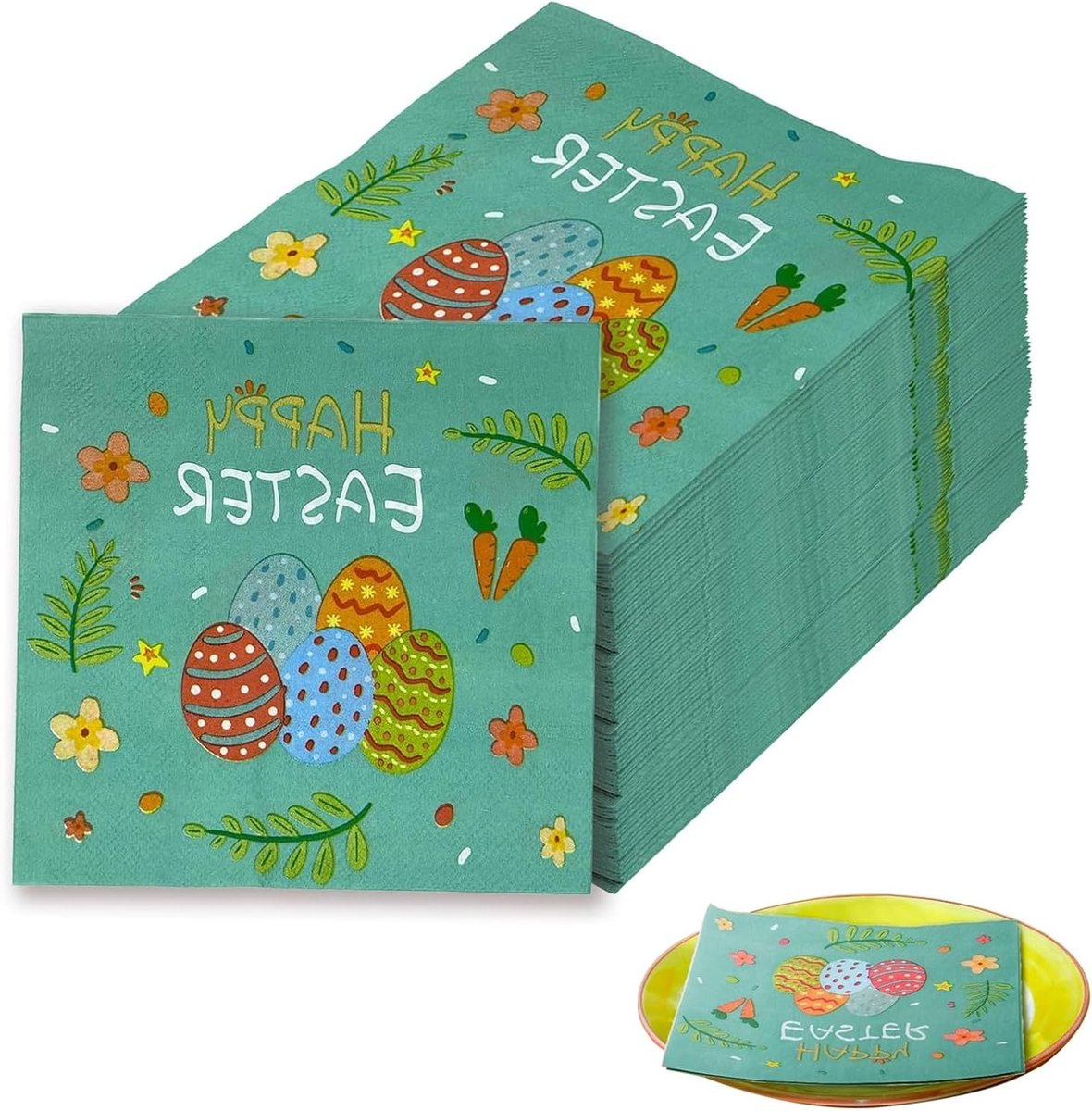 Kleurige Paasei Papieren Servetten 33 x 33 cm - 80 Stuks voor Feestelijke Gelegenheden en Decoratie