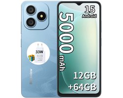 Blackview WAVE 9C Smartphone 4G - 12GB RAM - 64GB ROM - 6,56 inch - Android 15 - 5000 mAh met 33W-adapter - Dual SIM - GPS - OTG - blauw