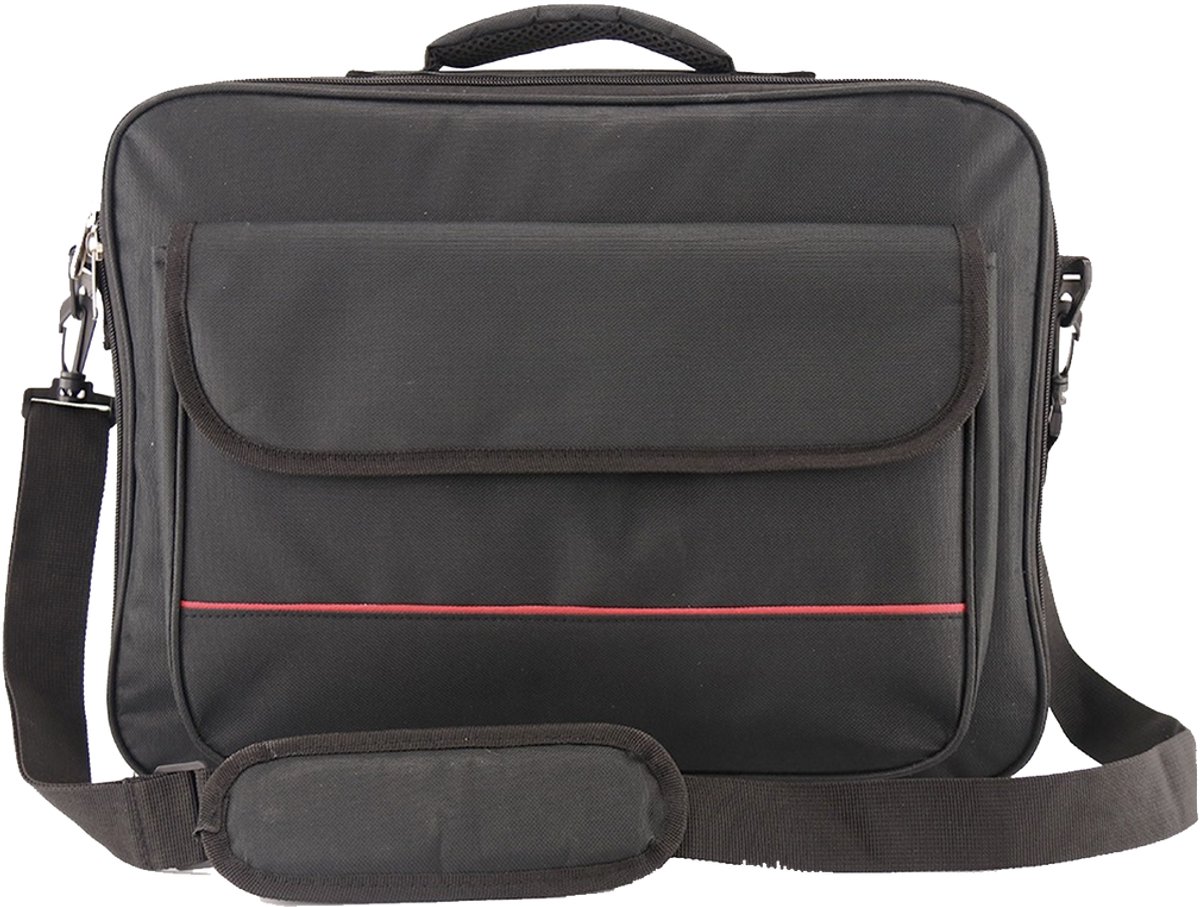 SKIKK Aktetas 17 inch - Zwarte laptoptas - Gevoerd compartiment - Schouderband