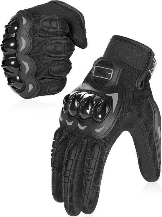 EXCITAT Motorhandschoenen - Volledige vinger touchscreen handschoenen - Geschikt voor motorraces, ATV, bergbeklimmen, jagen, motorcross en andere buitensporten - Zwart - Maat M - 1 paar