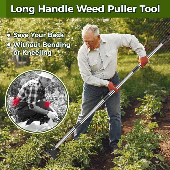 Onkruidtrekker Lange Steel - Onkruidverdelger Tuinschoffel - Efficiënt Onkruid Wieden - 2-in-1 Dubbele Kop - 63 inch - Zilver van Merkloos	 — afbeelding 5