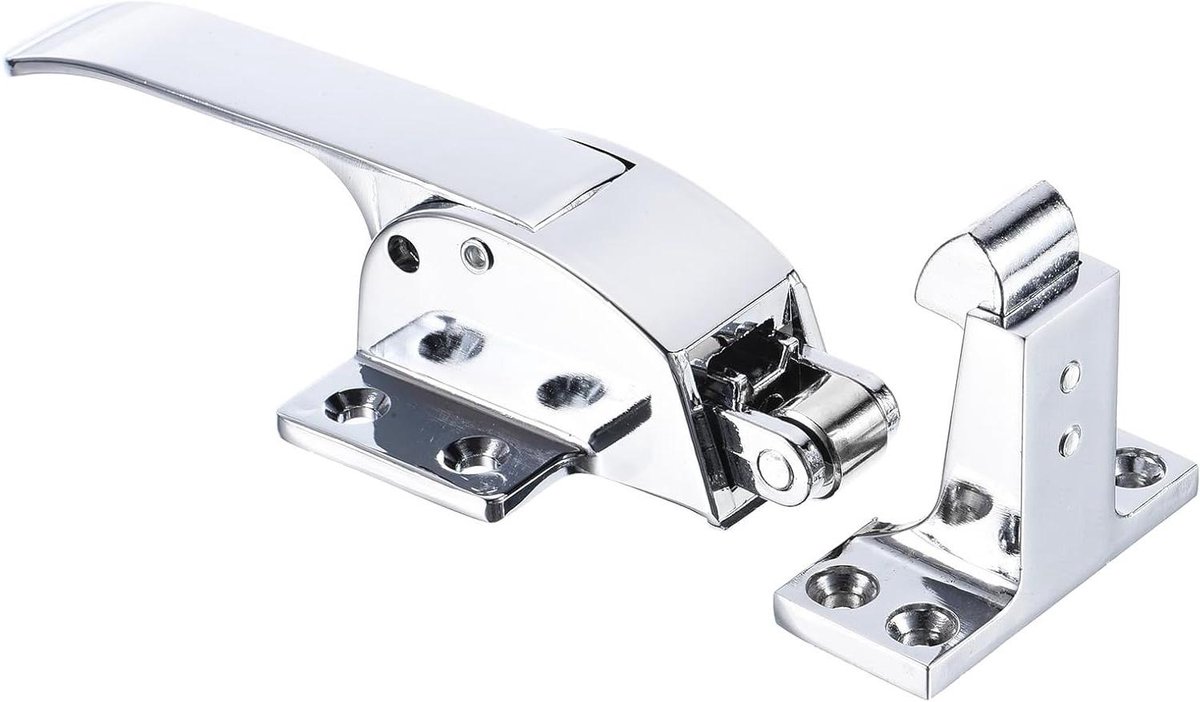 Vrieskast Deur Vergrendeling - Koelkast Handvat Hendel - Veiligheid Thuis - Verstelbare Veerbelaste - 7 inch Lengte - Zilver