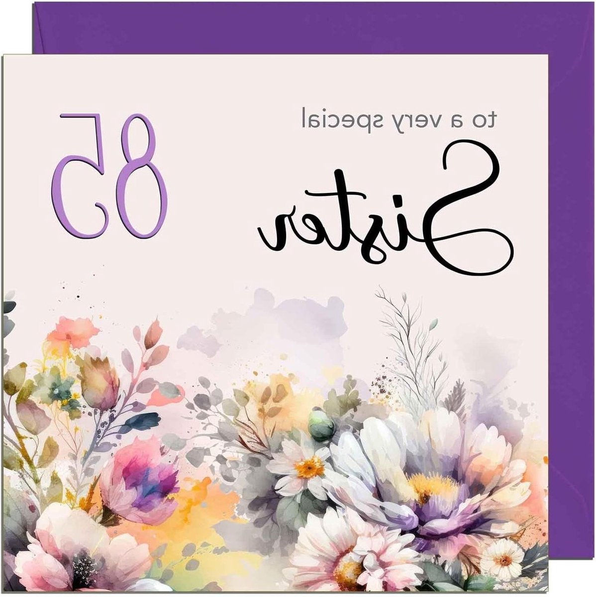 Verjaardagskaart Zus - Wenskaart Dames - Speciale Verjaardag Vieren - Gedrukt op 350gsm Karton - 145 x 145 mm - Paars